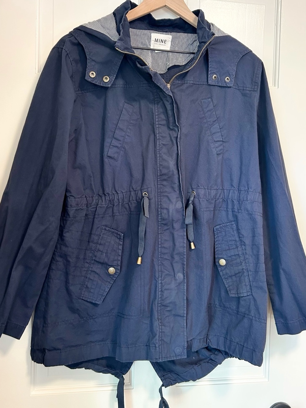 MINE Los Angeles 100% Cotton Utility Anorak Jacket - Navy Blue - Size Small - Picture 3 of 5